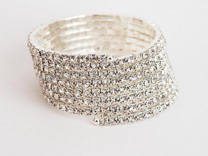 Silver Bracelet in Spiral 6 rows Strass