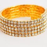Gold Spiral Bracelet, 4 rows Strass