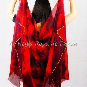 Red and Black Silk Veil - Belly Dance Costumes and Accessories