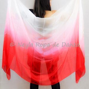 Gradient, Red Silk Veil - Belly Dance Costumes and Accessories